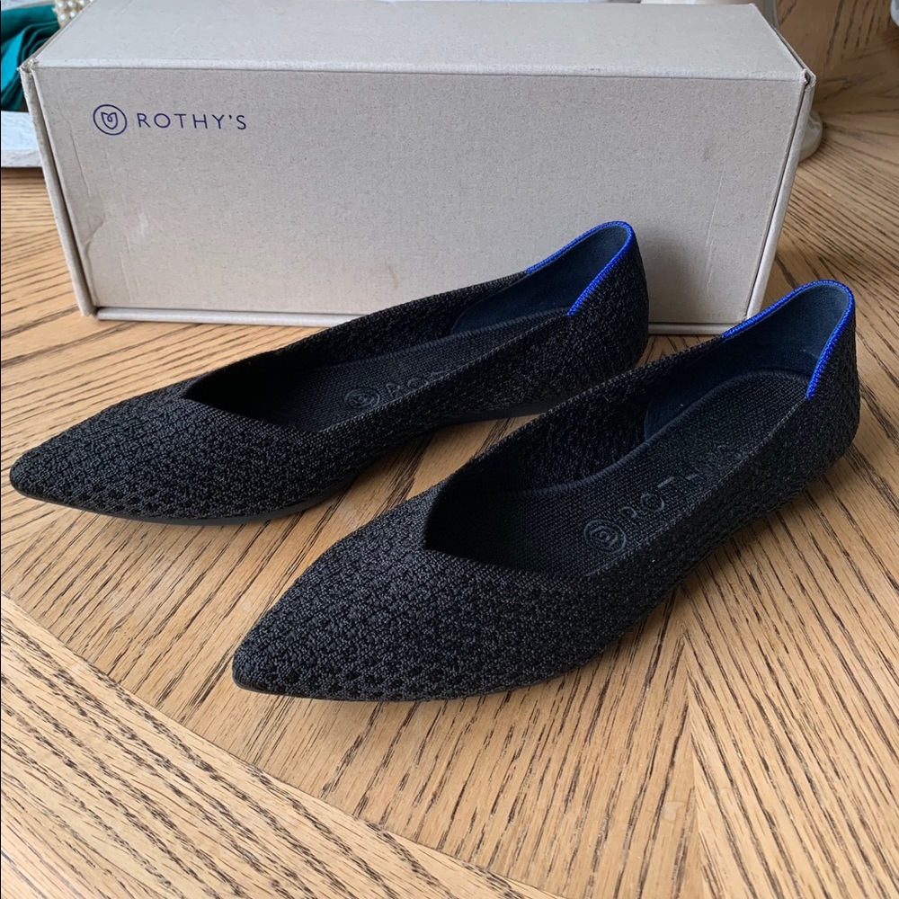 Rothy’s The Point Black Honeycomb Flats